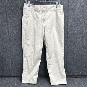 Ann Taylor Cream Chinos with Cropped Design and Cotton Blend